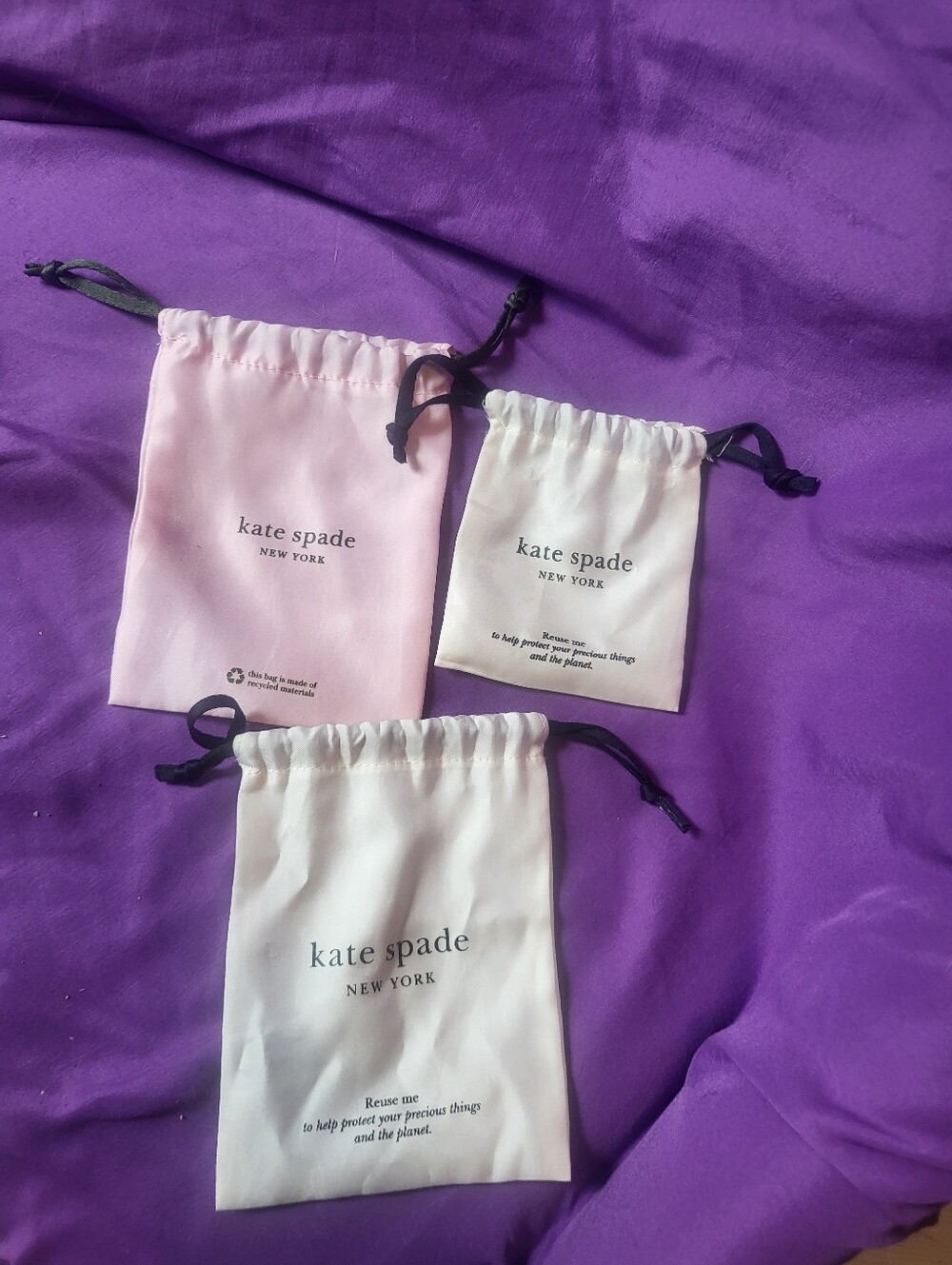 Kate Spade Drawstring Jewlery Bags 3pc Set